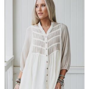 Three Bird Nest Cream Button-Up Blouse